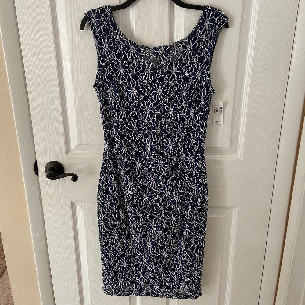 Navy and white with glitter cocktail dress.